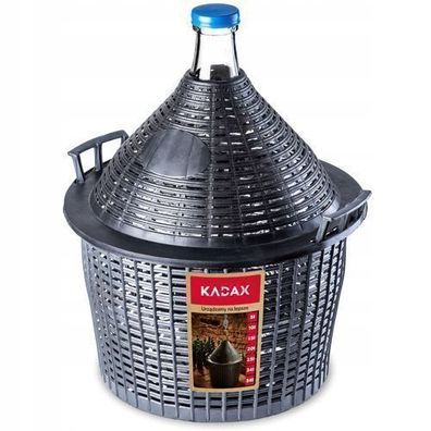 KADAX Glasballon, Gärballon mit Kunststoffkorb, schmale Öffnung, Weinballon, 34L