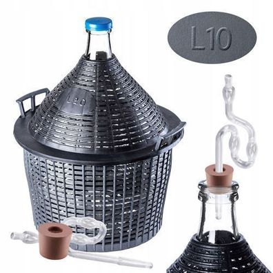 KADAX Glasballon-Set, Gärballon mit Kunststoffkorb und Gärzubehör 10L