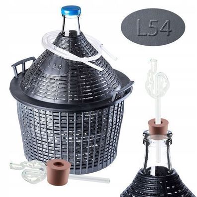 KADAX Glasballon-Set, Gärballon mit Kunststoffkorb und Gärzubehör 54L