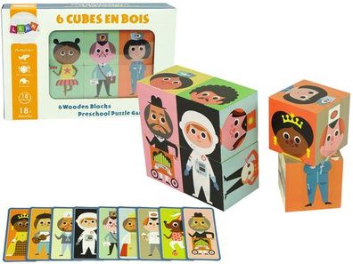 Holzklötze Assemble Characters 6 Piece Puzzle Bunt