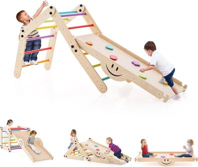 Kletterger¨¹st Indoor, Kletterdreieck mit Rutsche, DIY Kletterleiter, Indoor Spielpla