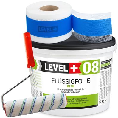 Dichtset Wasserdicht Flüssigfolie 12kg Dusche Bad Dichtband 10m Farbrolle SET293
