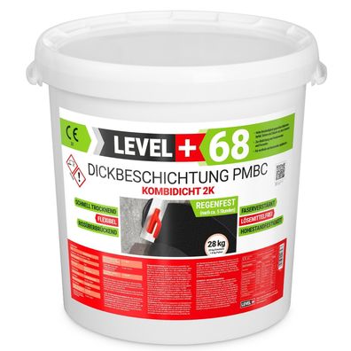 Dickbeschichtung 2K Bitumen Abdichtung 28kg Fundamente Wände Garage LEVEL + 68