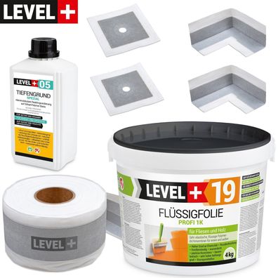 Dusche-Set Dichtset Abdichtung Flüssigfolie 4Kg Ecke Dichtband Dehnzone SET509