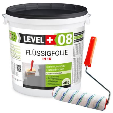 Flüssigfolie 20kg Dichtfolie Bad Dusche Küche Wasserdicht + Farbroller 25cm RM08