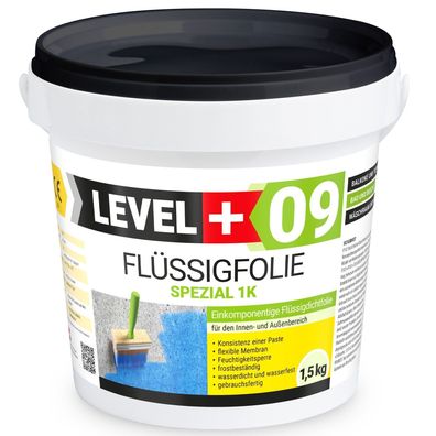 Flüssigfolie Dichtfolie Abdichtfolie Abdichtung Balkon Keller Bad Dusche 1,5Kg L + 09