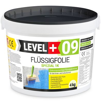 Flüssigfolie Dichtfolie Abdichtfolie Abdichtung Balkon Keller Bad Dusche 4Kg L + 09