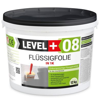 Flüssigfolie in 1K Dichtfolie Abdichtfolie Abdichtung Bad Dusche Küche 12Kg L + 08