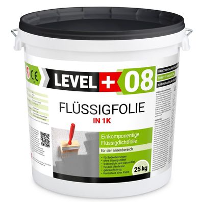 Flüssigfolie in 1K Dichtfolie Abdichtfolie Abdichtung Bad Dusche Küche 25Kg L + 08