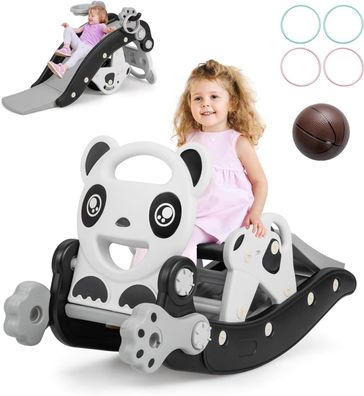 5 in 1 Kinder Rutsche, Schaukelpferd, Kinderrutsche mit Basketball & Ringspiel