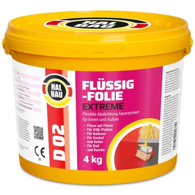 Flüssigfolie Außen 4Kg Wasserdicht Abdichtfolie Dichtmasse Balkon Dusche Bad D02