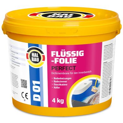 Flüssigfolie Dichtfolie 4Kg Wassersperre Streichfolie Abdichtung Dusche Bad D01