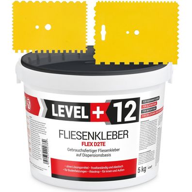 Dispersionkleber 5kg Fertig-Fliesenkleber Flex + 2St. Zahnspachtel SET RM12