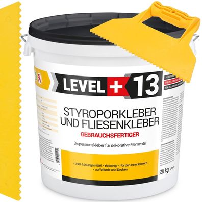 Dispersionkleber Styroporkleber Set 25kg Polymerbasis + Dreieckzahnspachtel L+13