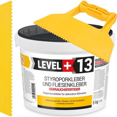 Dispersionkleber Styroporkleber Set 5kg Polymerbasis + Dreieckzahnspachtel RM13