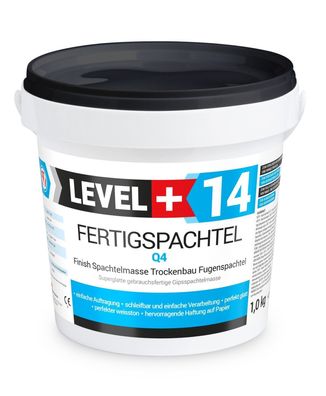 Fertig Spachtelmasse 1Kg Spachtel Masse Finish Q4 Glätt Flächen Füll HQ LEVEL+ RM14