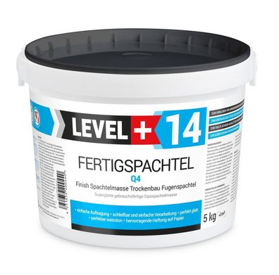 Fertig Spachtelmasse 5Kg Spachtel Masse Finish Q4 Glätt Flächen Füll HQ LEVEL+ RM14