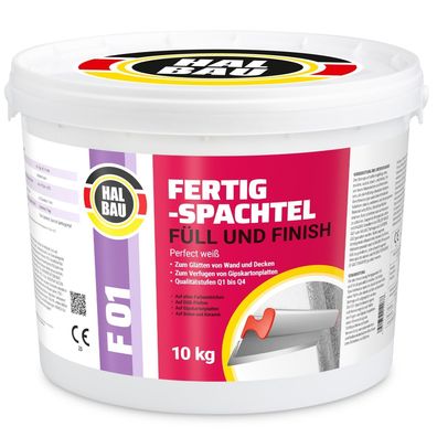 Fertigspachtel Füll Finish 10kg GK Fugenspachtel Innen Glätt Spachtel Weiss F01