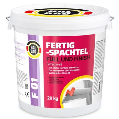 Fertigspachtel Füll Finish 20kg GK Fugenspachtel Innen Glätt Spachtel Weiss F01