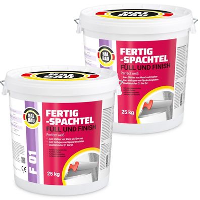 Fertigspachtel Füll Finish 50kg GK Fugenspachtel Innen Glätt Spachtel Weiss F01