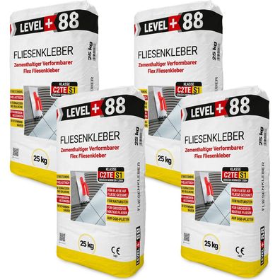 Flexkleber Fliesenkleber 100kg Flexmörtel S1 Innen Außen Naturstein Level Plus 88