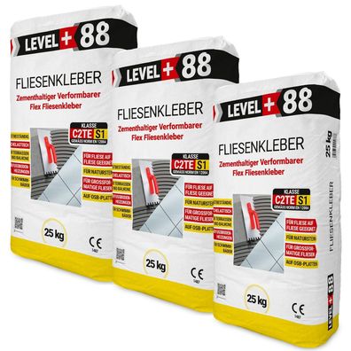 Flexkleber Fliesenkleber 75kg Flexmörtel S1 Innen Außen Naturstein Level Plus 88