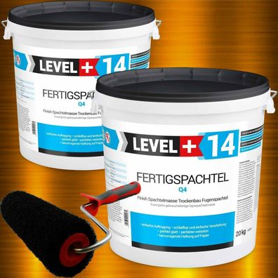 Glätt-Set Fertigspachtel 40kg + Profi Glättwalze 250mm Fugenspachtel SET210