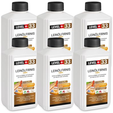 Leinöl Firnis 6x1L Holzschutz Lackfirnis Harzfrei Leinölfirnis HolzpflegeRM33