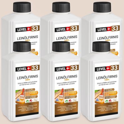 Leinöl Firnis 6x1L Holzschutz Lackfirnis Leinölfirnis Holzpflege Harzfrei RM33