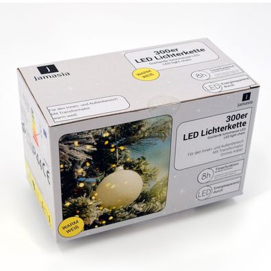 LED-Lichterkette 300er warmweiß, fér Außen mit Timerfunktion 8h