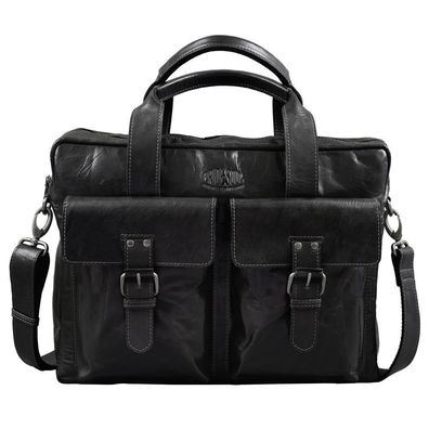 Pride and Soul Laptoptasche REAL ME Vintage Umhängetasche Leder schwarz 47502