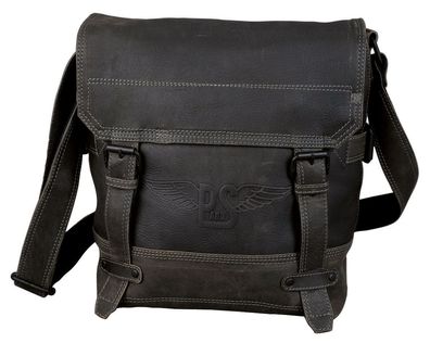 Pride and Soul Messengerbag FLAT Vintage Umhängetasche Leder schwarz grau 47147