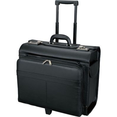 Alassio SAN REMO Pilotenkoffer Trolley Koffer Laptop Lederimitat schwarz 45030