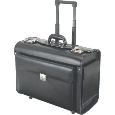 Alassio Silvana Pilotenkoffer Trolley Laptop Business Bag Leder schwarz 92705