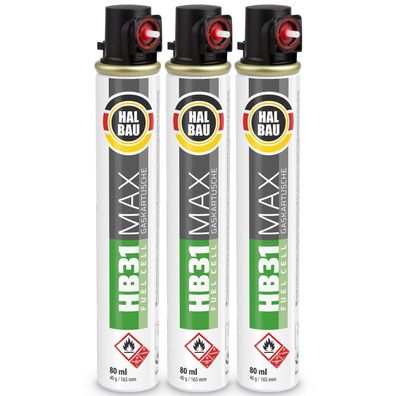 3St. Ersatzgas für Nagler Gaskartusche 80ml 165 mm HALBAU HB31