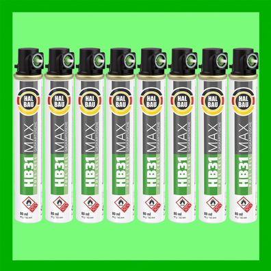 8 Stk. Gaskartuschen grün Ring Ersatzgas Ganzjahresgas 165 mm 80ml HB31