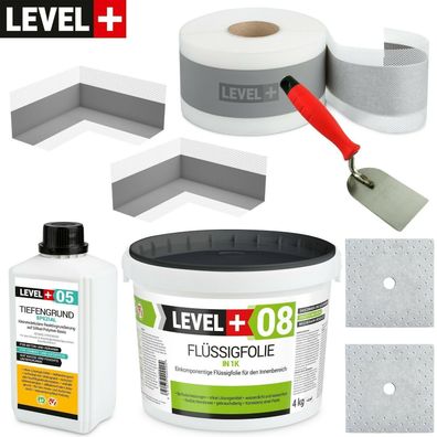 Abdichtung-Set Flüssigfolie 4 Kg Dichtband Spachtelkelled Dusche Bad SET10