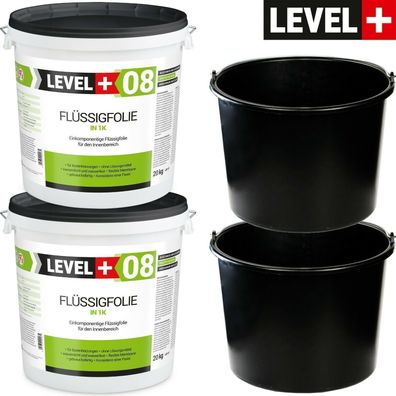 40kg Flüssigfolie + kostenlos 20L Baueimer 2 St. Dichtfolie PROFI LEVEL+ SET405