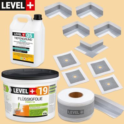 Abdichtung-Set Dichtset Holz Fliesen Flüssigfolie 12kg Dichtband Dehnzone SET520