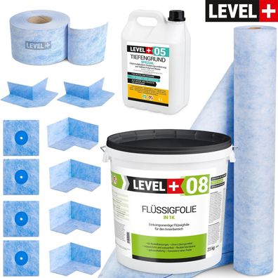 AbdichtungsSet Flüssigfolie 25Kg Dichtbahn Dichtband Bad Dusche TOP SET51