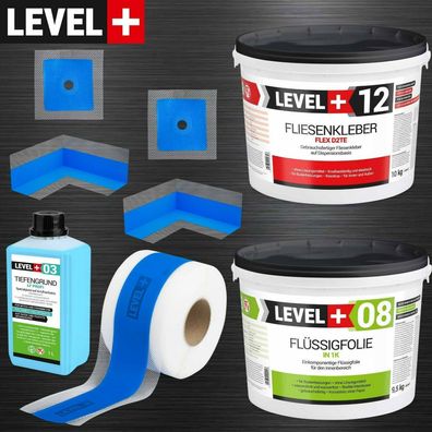 Bad Duschabdichtung Dichtband Dichtset mit Kleber 10kg Flüssigfolie 9,5kg SET504