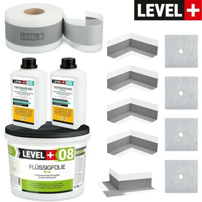 Badabdichtung Dichtset Bad für ca 7m² Flüssigfolie 9,5kg Dichtband Dusche SET104