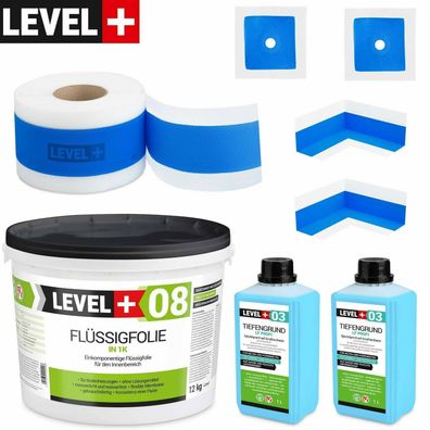 Bandset Dichtset Badabdichtung Dichtband Flüssigfolie 12kg Dusche Bad TOP SET324