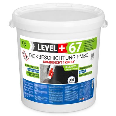 Bitumen Dickbeschichtung 1K Polystyrol 30L Fundamente Keller Abdichtung LEVEL + 67