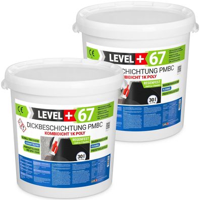 Bitumen Dickbeschichtung 1K Polystyrol 60L Fundamente Keller Abdichtung LEVEL + 67