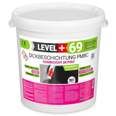 Bitumen Dickbeschichtung 2K Polystyren 30L Keller Fundamente Abdichtung LEVEL + 69