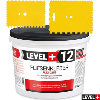 10kg Dispersionkleber Fertig-Fliesenkleber Flex + 2St. Zahnspachtel SET RM12