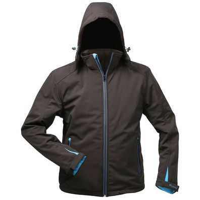 URANOS Softshell-Jacke mit Kapuze, Thinsulate-Wattierung, Schwarz/Blau, Gr. XL