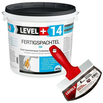 20kg Spachtel Masse Finish Fertigspachtel | Eimerschaber Reiniger LEVEL+ RM14|5-210