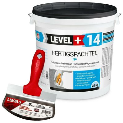 25kg Spachtel Masse Finish Fertigspachtel | Eimerschaber Reiniger LEVEL+ RM14|5-210